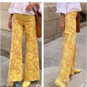 Floral Yellow Women's Jeans